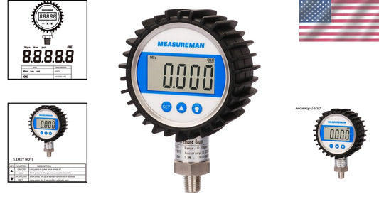 Precision Digital Pressure Gauge with 3-1/8" Dial, 0-5000psi, 150% Overload