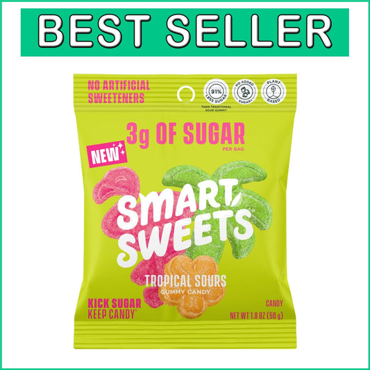 Tropical Sours Gummy Candy - 1.8oz Pack of 14, Low Sugar & Plant-Based Treats