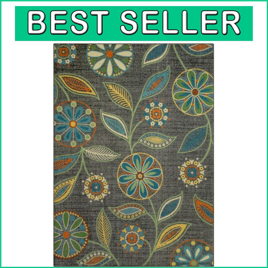 Machine Washable Bohemian Floral Area Rug 7x10' - Easy Care for Modern Living