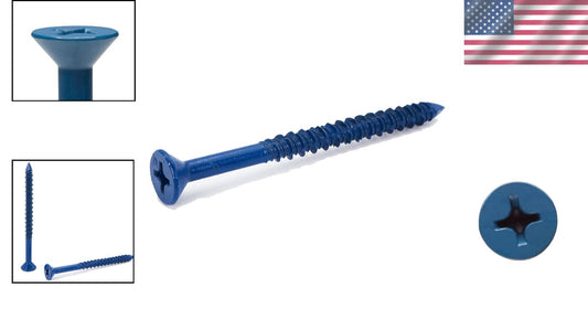 1/4" x 3-1/4" Blue Carbon Steel Concrete Screw Anchor with Drill Bit - 100 Count