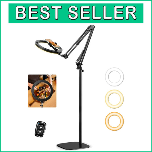 Versatile 10” Ring Light with Overhead Mount - Ideal for Photo & Video Recording