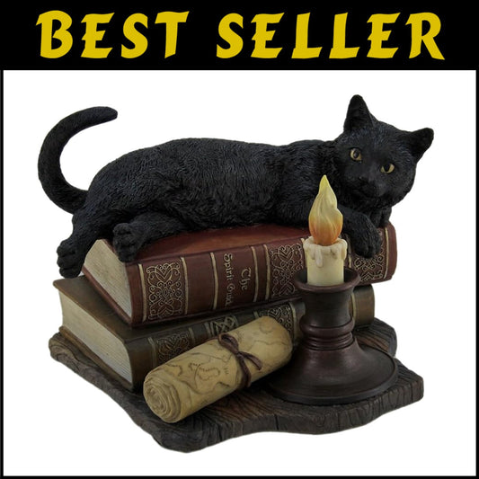 Intricate Polystone Black Cat Sculpture - Perfect for Halloween Decor