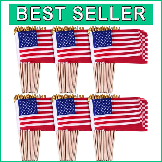 100 Mini American Flags on Sticks - Safe & Durable for Events & Celebrations