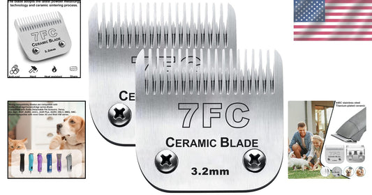 Lightweight 2PC Dog Clipper Blade Set - Sharp & Ambidextrous Design for Groomers