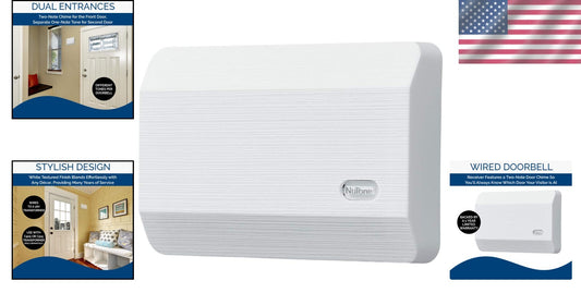 Compact White Textured Wired Door Chime with Easy Installation - 16V Compatible