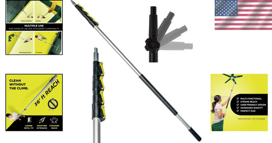 DOCA High Reach Telescoping Cleaning Pole 7-30 Ft - For Indoor & Outdoor Tasks
