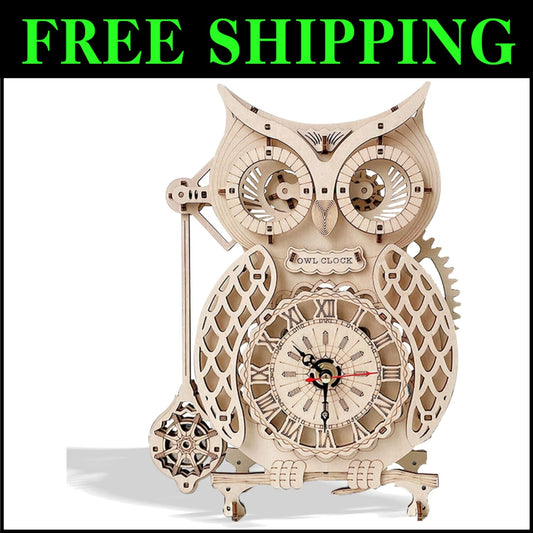 3D Wooden Animal Puzzle Kit - Create a Functional Desk Clock & Art Piece