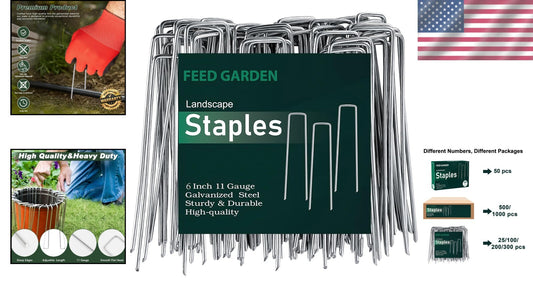 Heavy-Duty 6" Galvanized Landscape Staples - 500 Pack for Gardening and Design
