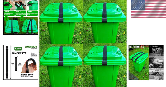 Effective Double Claw Design Trash Can Locks – Universal Fit for 28-96 Gallons