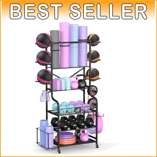 Efficient 3-Tier Rack for Organizing Yoga Mats, Balls & Resistance Bands