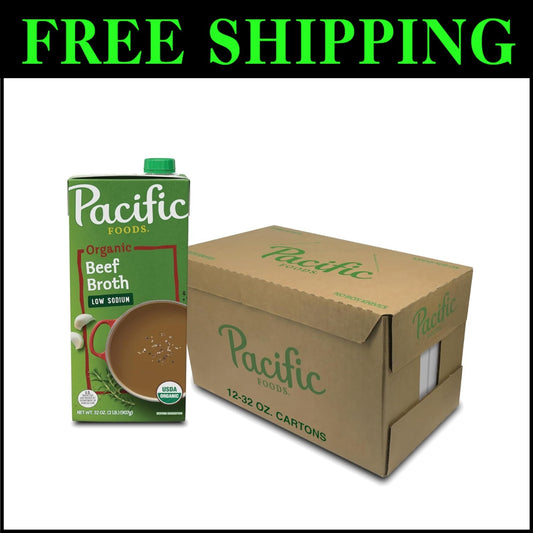 Nutritious Low Sodium Beef Broth, 32oz Cartons - 12 Pack for Everyday Use