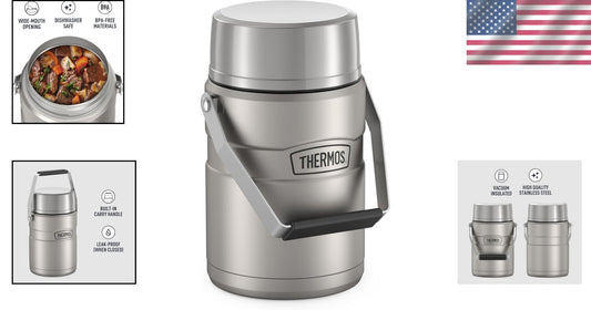 47 Oz. Stainless Steel Vacuum Food Jar with 2 Inserts - Leak-Proof Design