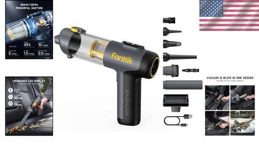 Handheld Mini Vacuum with Brushless Motor - USB Rechargeable with LED Indicator