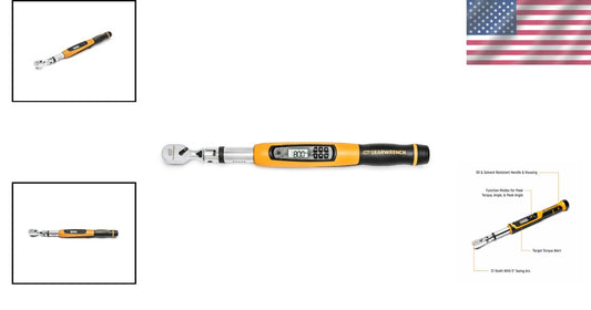 Electronic Torque Wrench with Angle - Flex Head, 3/8", for Accurate Measurements