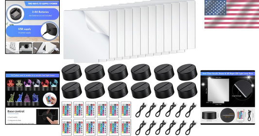 Transform Your Space with 12 Acrylic Sheets & LED Lamp Bases - Perfect for Gifts