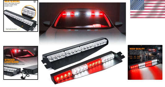 LED Emergency Visor Strobe Light Bar - 32W Caution Light for Vehicles