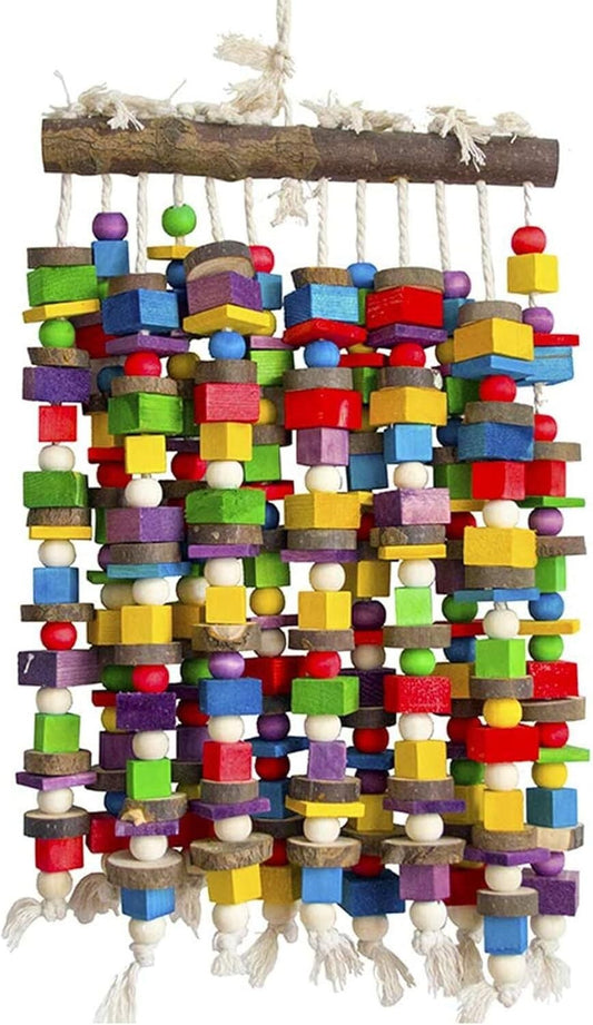 Extra Large Parrot Chewing Toy with Natural Wooden Blocks - 23.5" for Macaws