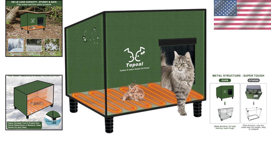 Indestructible Waterproof Cat House - Warm Shelter with Escape Door, 20x16x20