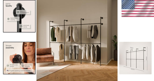 Industrial Pipe Wall-Mounted Clothing Rack – 400 kg Capacity, Stylish Design