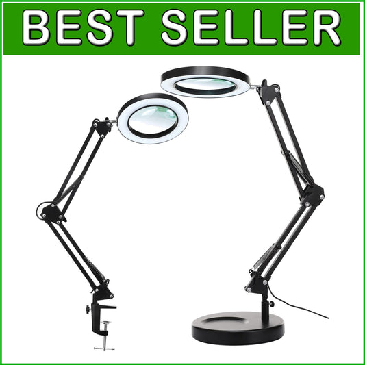 Adjustable LED Magnifying Lamp with Heavy Base - Hands-Free Precision Lighting