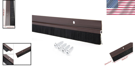 Premium Aluminum Door Brush Sweep with 1M Black Soft Bristles for Gap Sealing