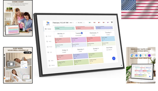 15.6-Inch WiFi Digital Calendar & Touchscreen Chore Chart - Family Organizer