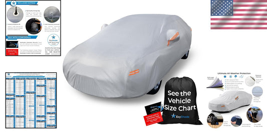 Durable 10-Layer w/ Zipper Access Car Cover - Waterproof for All Conditions