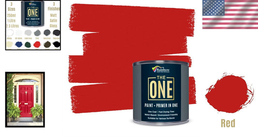Versatile Waterproof Red Paint & Primer, Matte Finish for All Surfaces - 2.5L