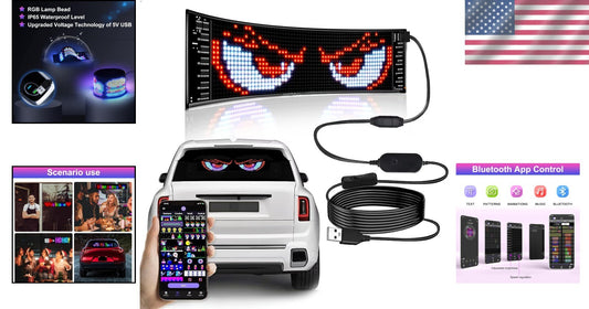 Dynamic LED Sign for Cars with Bluetooth – Waterproof, Flexible & Customizable