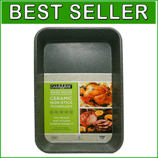 Elegant 18-Inch Ceramic Non-Stick Lasagna Pan - Dishwasher Not Recommended