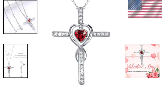 Adjustable February Garnet Infinity Heart Necklace - Perfect Birthday Gift