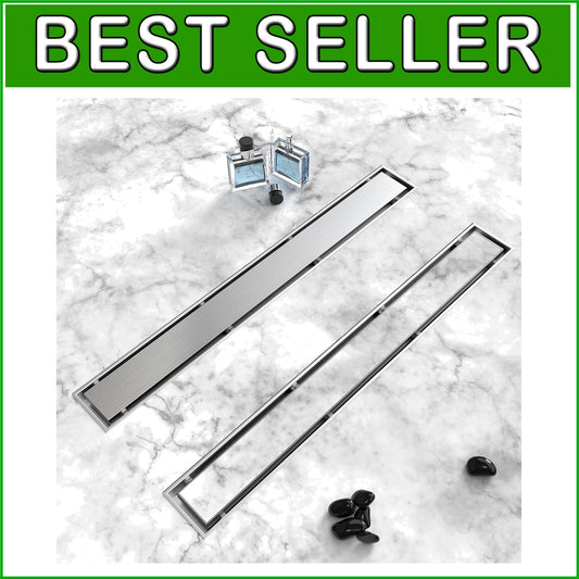 304 Stainless Steel Shower Drain with Adjustable Feet and Hair Strainer, 18 Inch