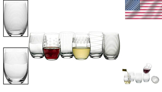 Durable Lead-Free Crystal Stemless Wine Glasses - Dishwasher Safe, Set of 6