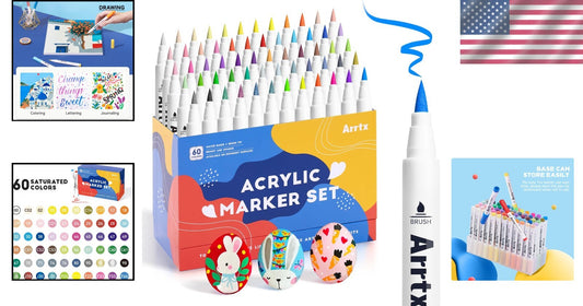 60 Color Acrylic Markers with Neon & Metallic Options - DIY Crafting Essentials