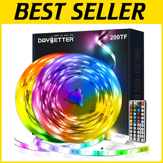 Customizable 200ft LED Strip Lights - 44-Key Remote for DIY Lighting Effects