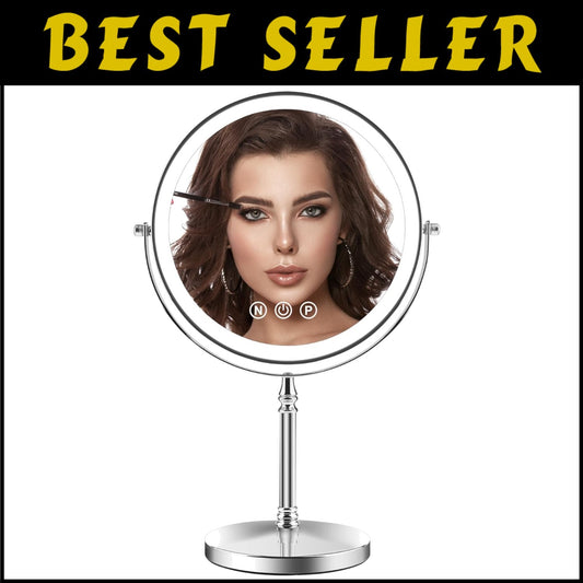 9" Lighted Makeup Mirror with 10X Magnification & 3 Adjustable Light Colors