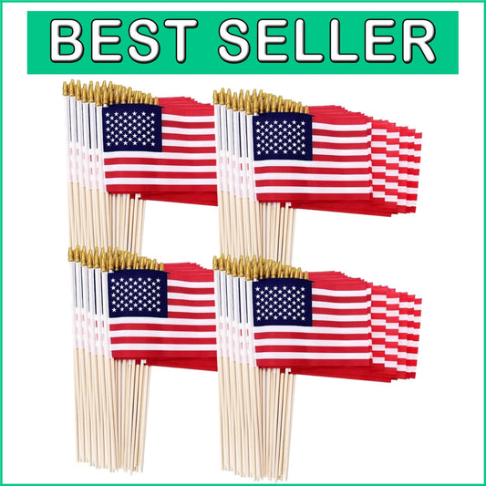 200 Pack Mini American Flags on Stick - 4x6 Inch for Patriotic Celebrations