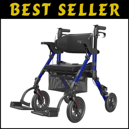 Premium Walker Wheelchair Combo with Enhanced Cushion and Adjustable Features