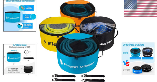 Efficient 4-Pack RV Sewer Hose Storage Bags with Waterproof Liners and Zippers