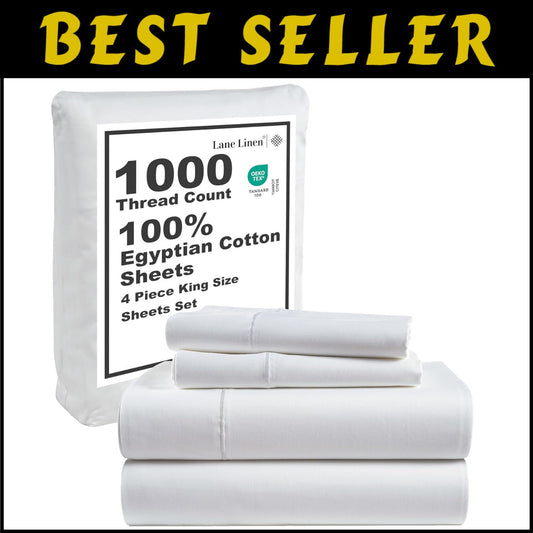 Breathable 1000 TC Egyptian Cotton King Sheets - Snow White, 16-Inch Deep Pocket