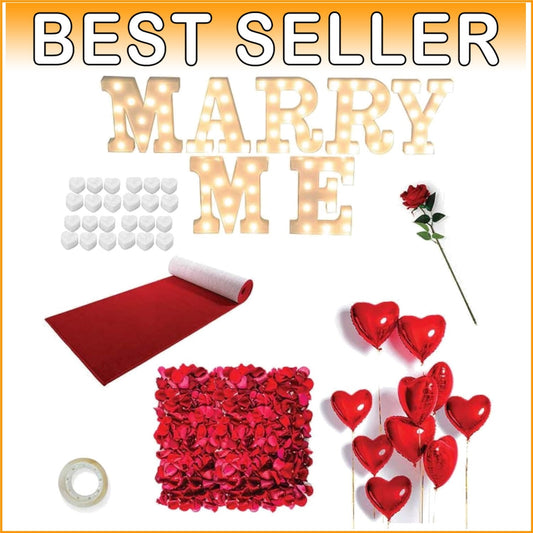 Complete Engagement Decor Kit with Red Carpet, Lights, and Romantic Flowers