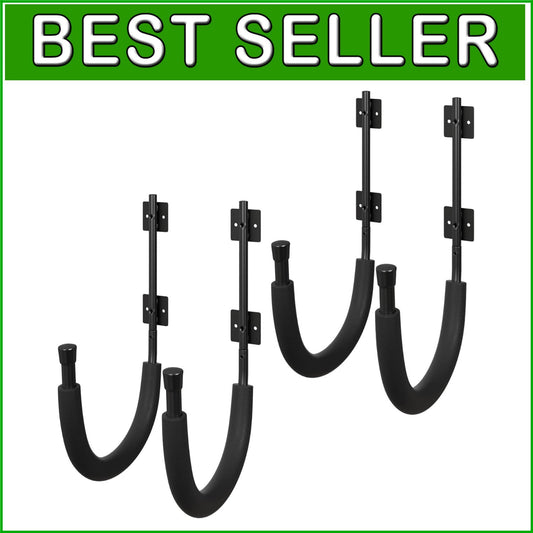 2-Pack Kayak Storage Hook Set - Wall Mount Hangers, 100lb Capacity - Black