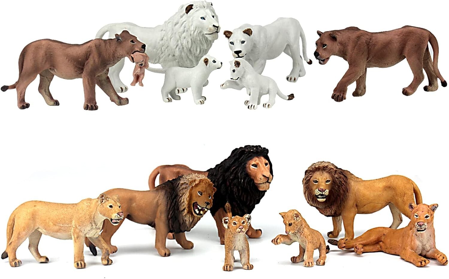 13-Piece Realistic Lion Figurines Set - Eco-Friendly Jungle Animal Toys