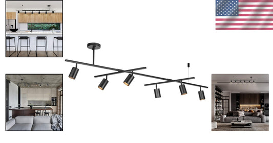 64-Inch Electric 6-Light Track Lighting in Matte Black - Dimmable & Adjustable