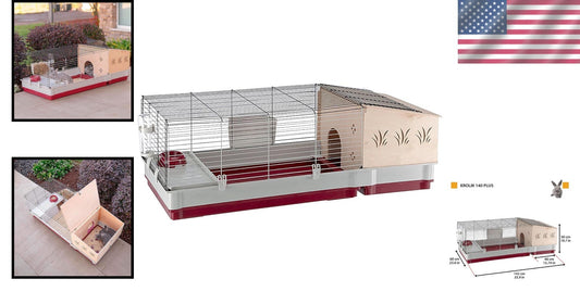 Complete Rabbit Starter Kit: 55.9' Extra-Large Cage with Hutch & Accessories