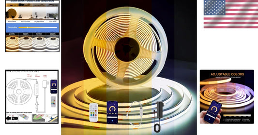 CCT 32.8ft Tunable White LED Strip - Bluetooth Dimmable Tape Light for Elegance