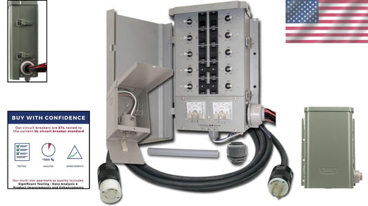 Durable 30 Amp Transfer Switch for Generators - 10 Circuits, Easy Installation
