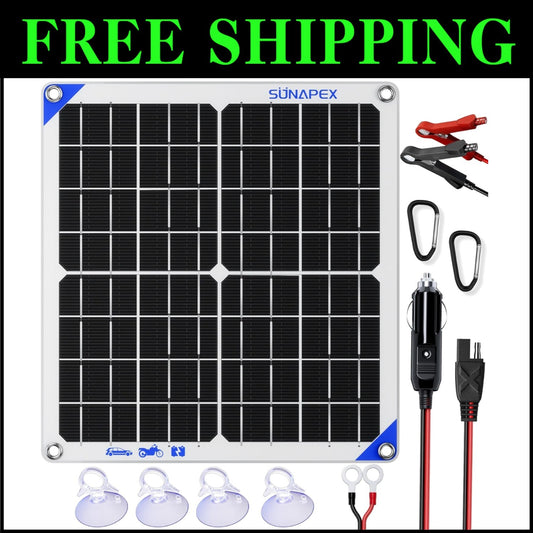 High-Efficiency 20W Solar Panel Charger with Built-in Controller for 12V Systems