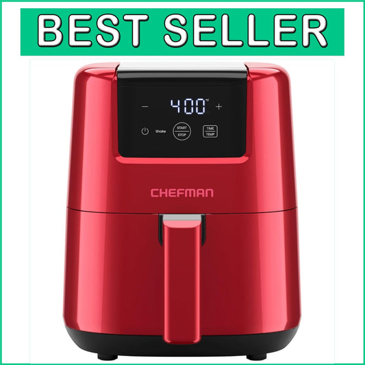 2 Qt Red Air Fryer with Touch Control & Safety Shutoff – Perfect for 1-2 People