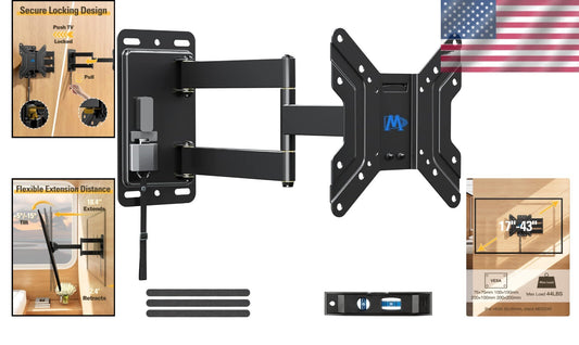 Innovative RV TV Mount with Locking Mechanism - 17-43 Inch Full Motion Design